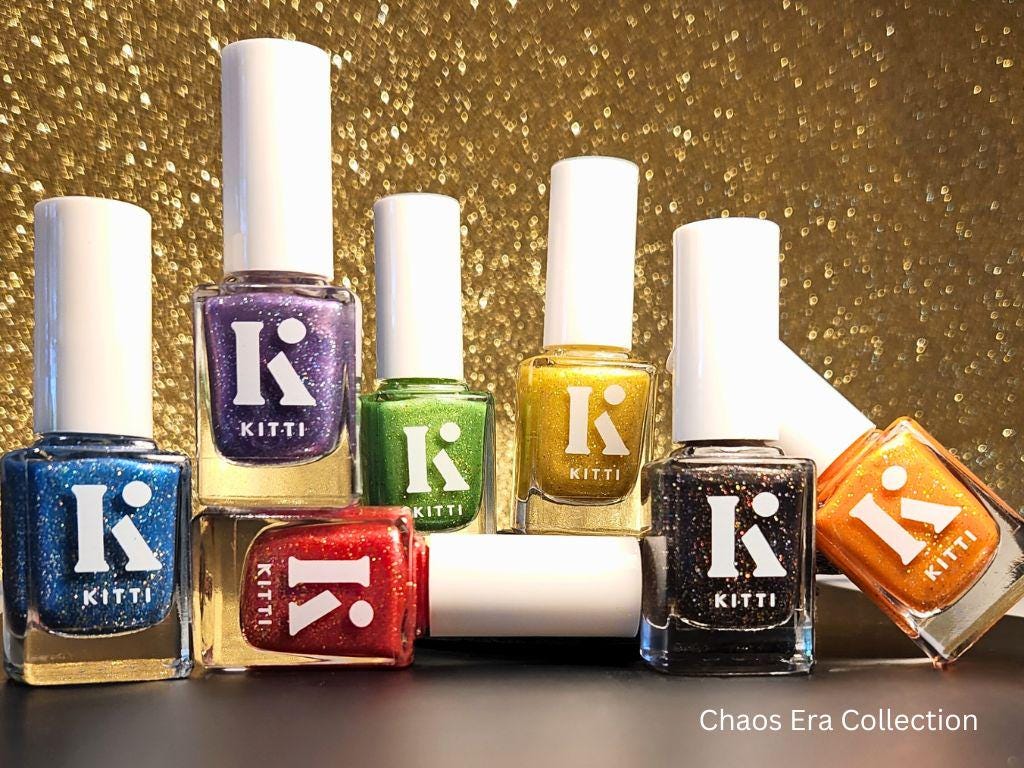 Indie nail polish brand –Chaos era collection holographic glitter polish by Kitti Nails