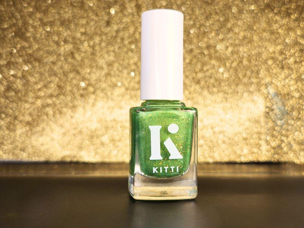 Kitti Nails Feral at Heart bottle shot – vegan and cruelty-free green polish