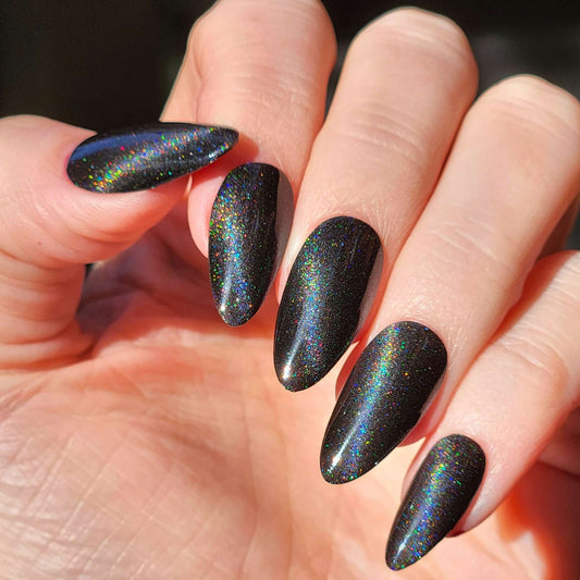 Magnetic cat eye effect polish for Halloween or witchy vibes
