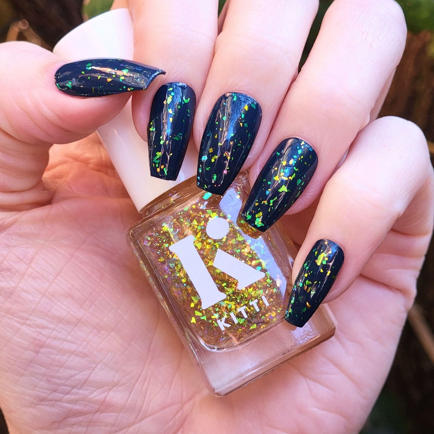 You Summoned This Drama polish bottle with bold flakes