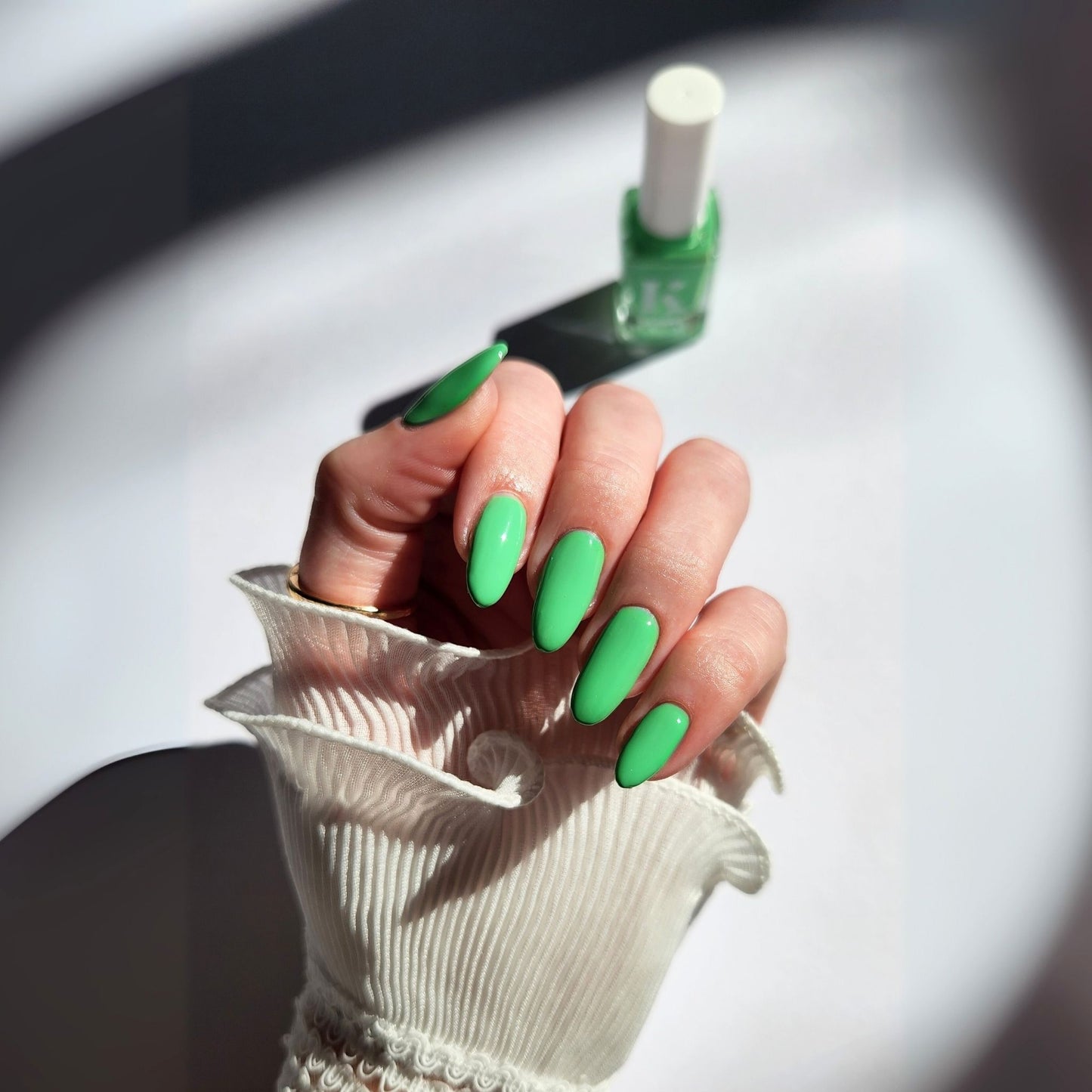 Juicy lime green manicure – smooth, bold, and opaque in 2 coats