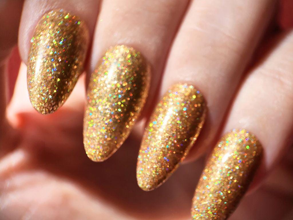 Macro shot of Blaze of Glittery Glory – fall glitter sparkle