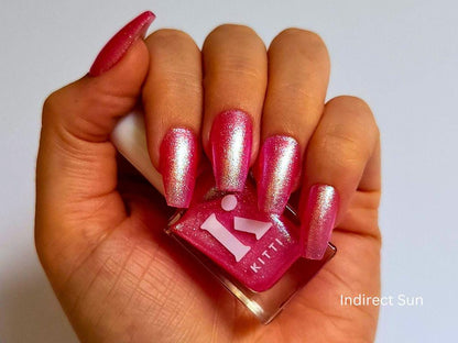 Indie polish bottle with multichrome shimmer – vegan, cruelty-free pink polish