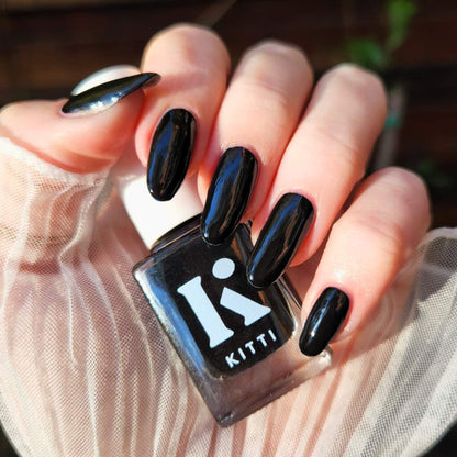 Black Out indie Australian nail polish bottle – deep glossy black crème