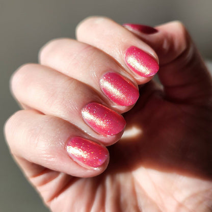 Kitti Nails Charm School Dropout bottle – holographic pink shimmer indie polish