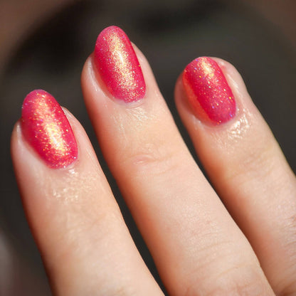 Indie Australian holographic nail polish – pink to gold shimmer with long-lasting finish