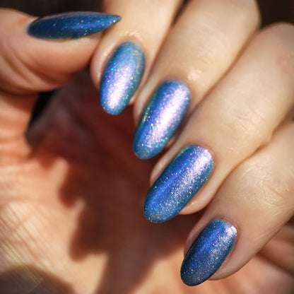 Hex & The City indie Australian nail polish – blue to purple shimmer with holographic glitter