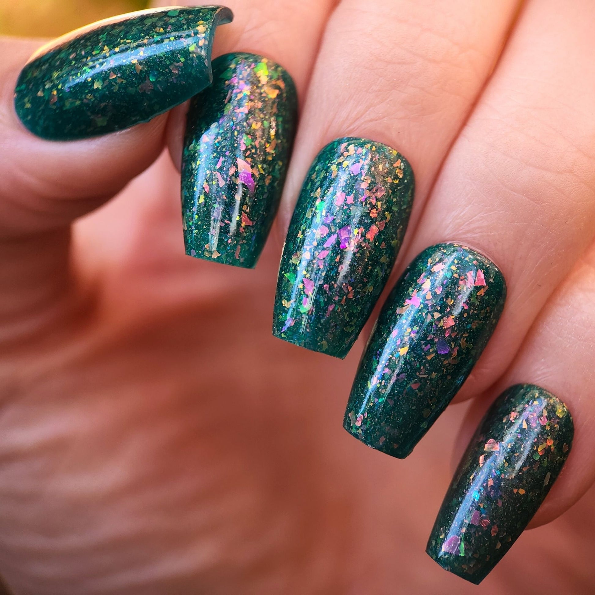 Australian handmade nail polish with glitter flakes and shimmer