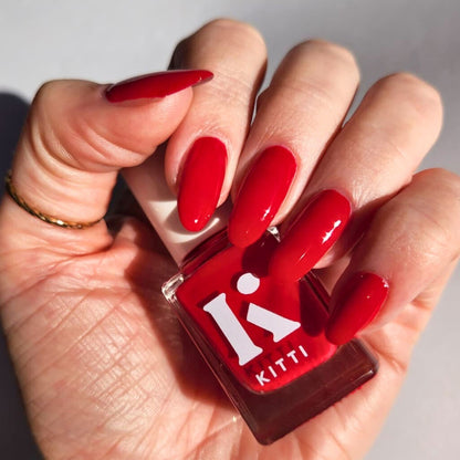 Poppin' Cherries indie Australian nail polish bottle – juicy classic red crème
