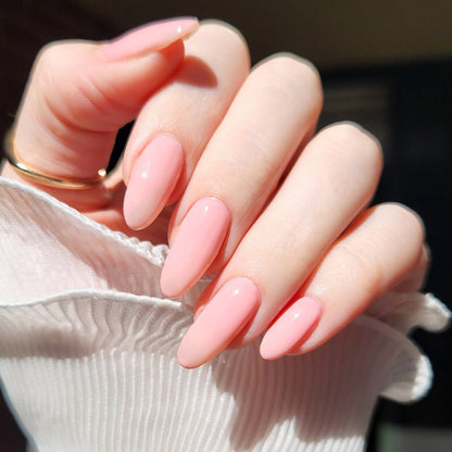 Milky sheer pink nail polish with glossy finish – Romantic Delusion