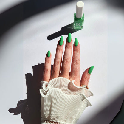 Zen & Tonic green nail polish by Kitti Nails – bright lime mint shade
