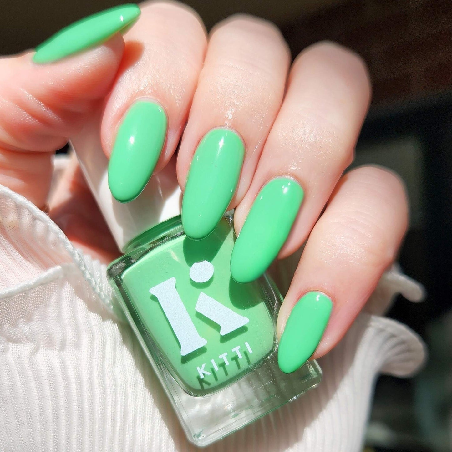 Australian made vegan nail polish in zesty grass-green shade Zen & Tonic